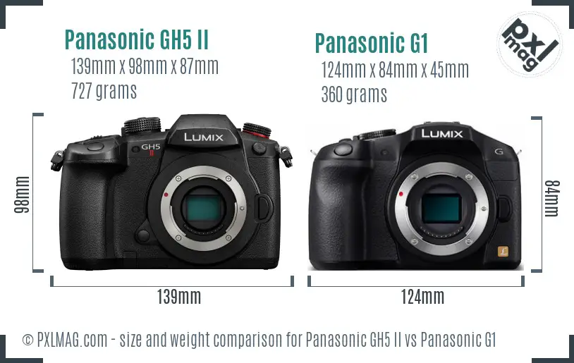 Panasonic GH5 II vs Panasonic G1 size comparison