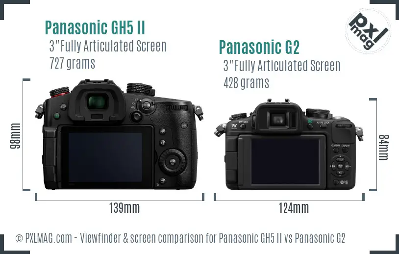 Panasonic GH5 II vs Panasonic G2 Screen and Viewfinder comparison