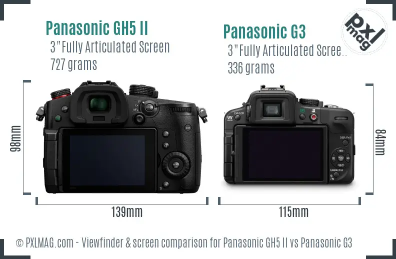 Panasonic GH5 II vs Panasonic G3 Screen and Viewfinder comparison