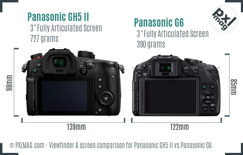 Panasonic GH5 II vs Panasonic G6 Screen and Viewfinder comparison