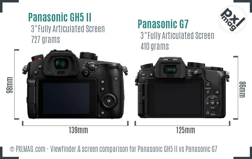 Panasonic GH5 II vs Panasonic G7 Screen and Viewfinder comparison