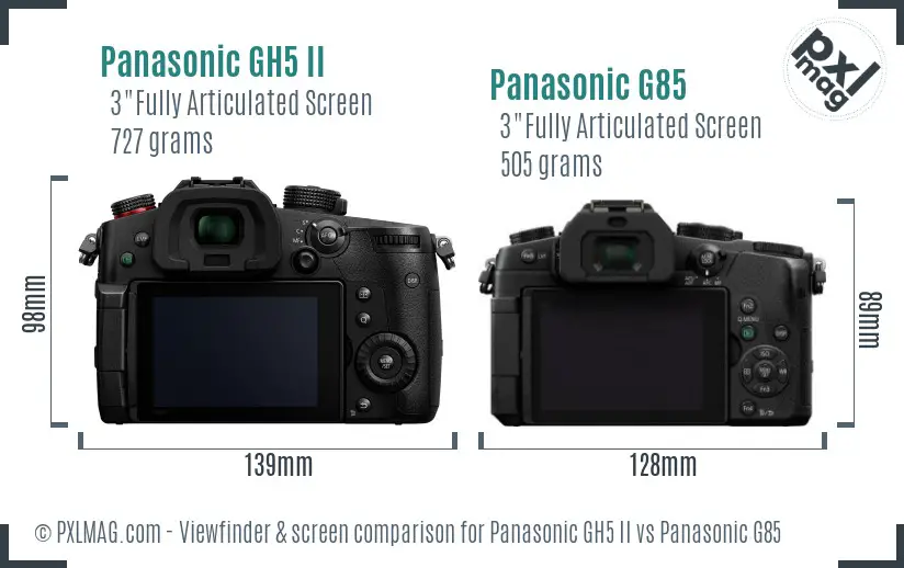 Panasonic GH5 II vs Panasonic G85 Screen and Viewfinder comparison