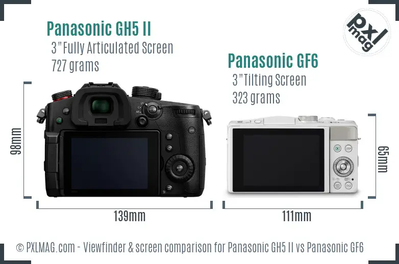 Panasonic GH5 II vs Panasonic GF6 Screen and Viewfinder comparison Panasonic GH5 II vs Panasonic GF6 Screen and Viewfinder comparison