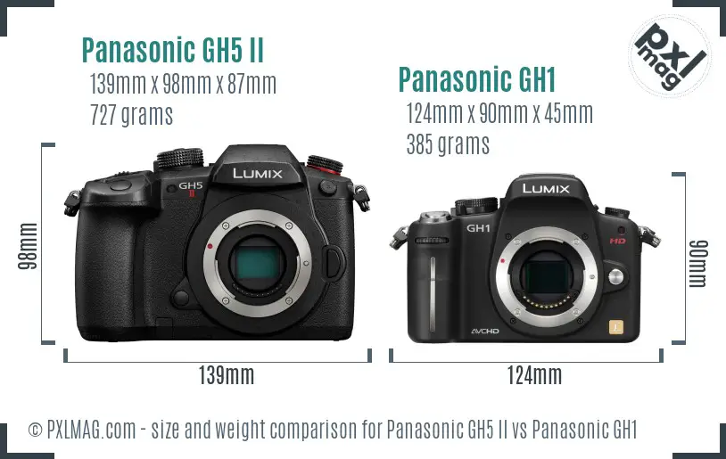 Panasonic GH5 II vs Panasonic GH1 size comparison