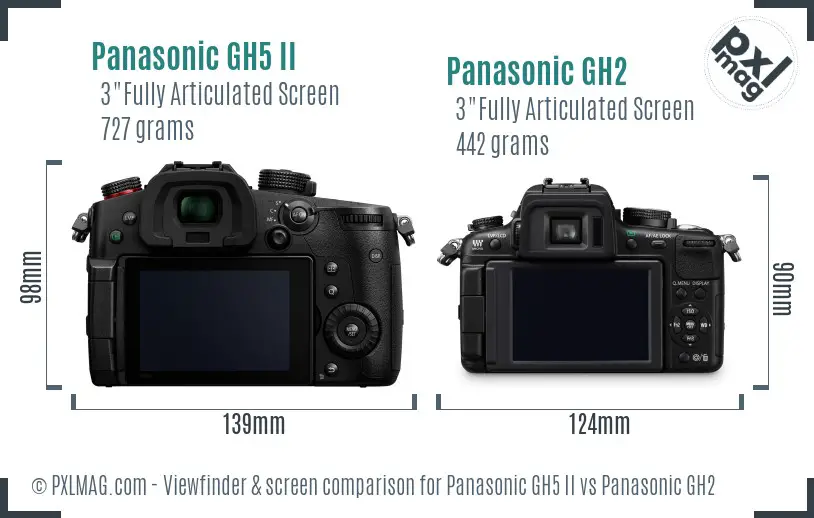 Panasonic GH5 II vs Panasonic GH2 Screen and Viewfinder comparison