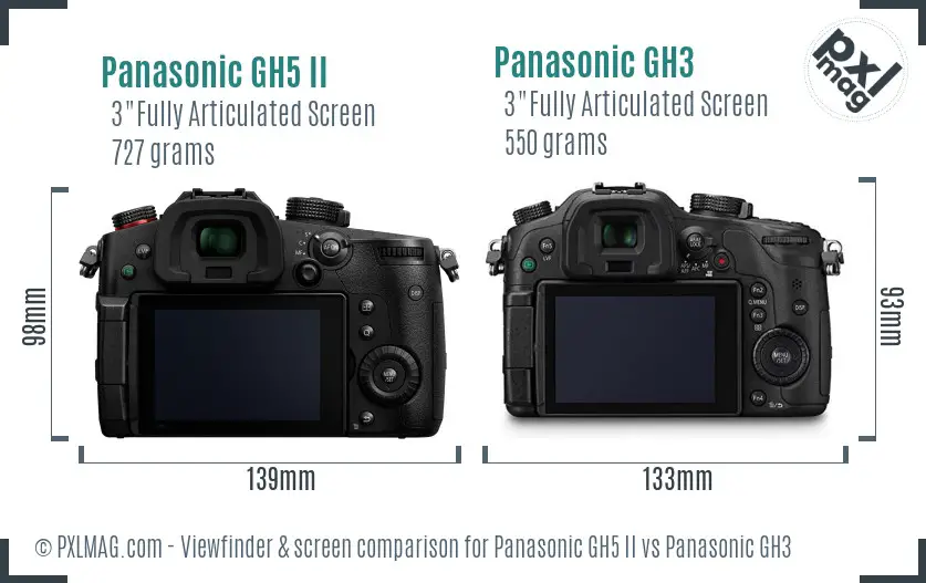 Panasonic GH5 II vs Panasonic GH3 Screen and Viewfinder comparison