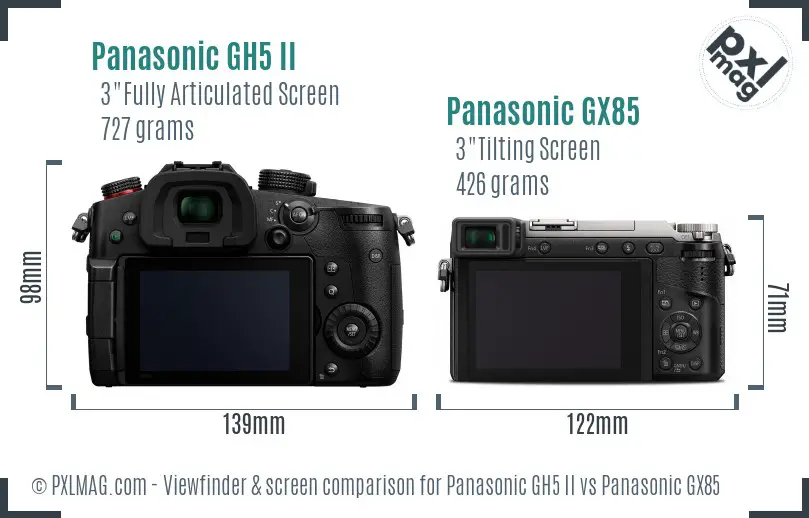 LCD screen and interface comparison of Panasonic GH5 II and Panasonic GX85