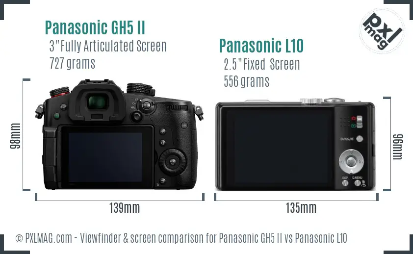 Panasonic GH5 II vs Panasonic L10 Screen and Viewfinder comparison