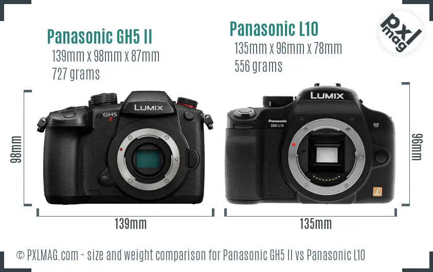 Panasonic GH5 II vs Panasonic L10 size comparison