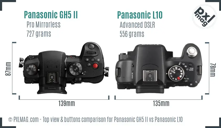Panasonic GH5 II vs Panasonic L10 top view buttons comparison