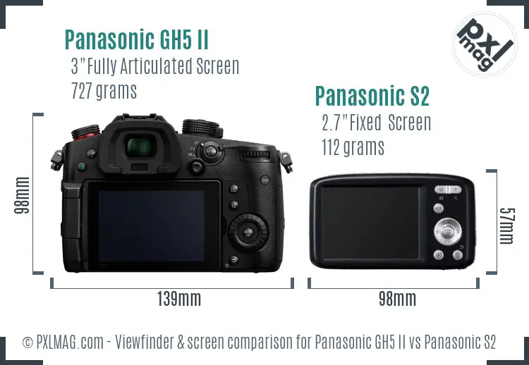Panasonic GH5 II vs Panasonic S2 Screen and Viewfinder comparison Panasonic GH5 II vs Panasonic S2 Screen and Viewfinder comparison