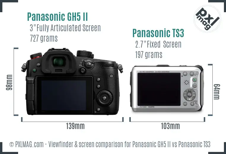 Panasonic GH5 II vs Panasonic TS3 Screen and Viewfinder comparison Panasonic GH5 II vs Panasonic TS3 Screen and Viewfinder comparison