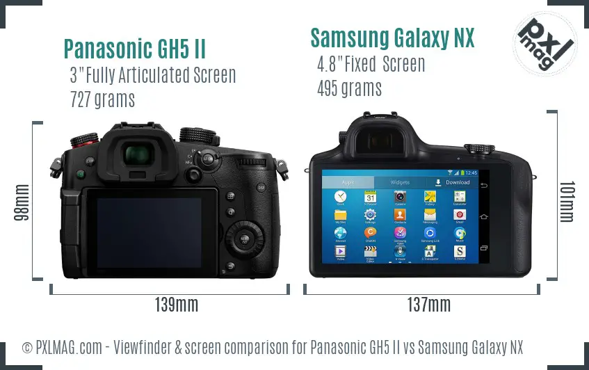 Panasonic GH5 II vs Samsung Galaxy NX Screen and Viewfinder comparison