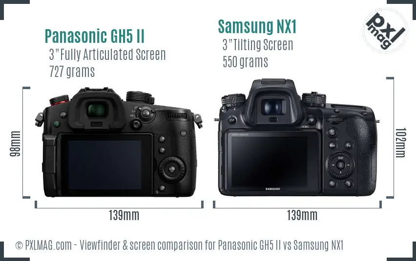 Panasonic GH5 II vs Samsung NX1 Screen and Viewfinder comparison