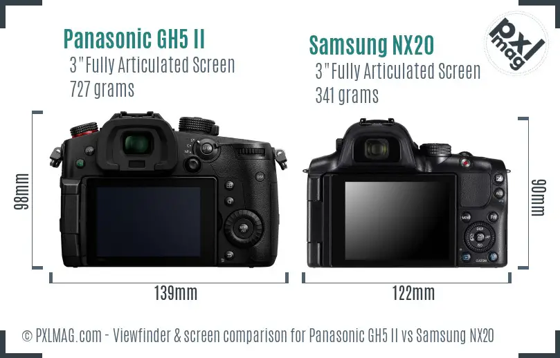 Panasonic GH5 II vs Samsung NX20 Screen and Viewfinder comparison