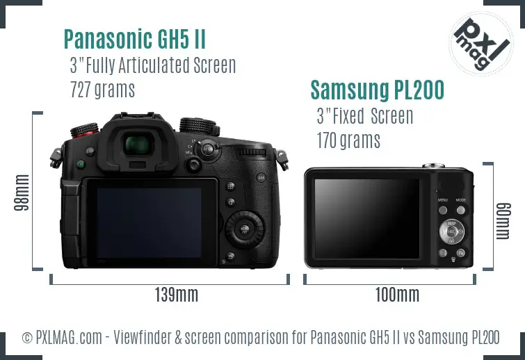 Panasonic GH5 II vs Samsung PL200 Screen and Viewfinder comparison
