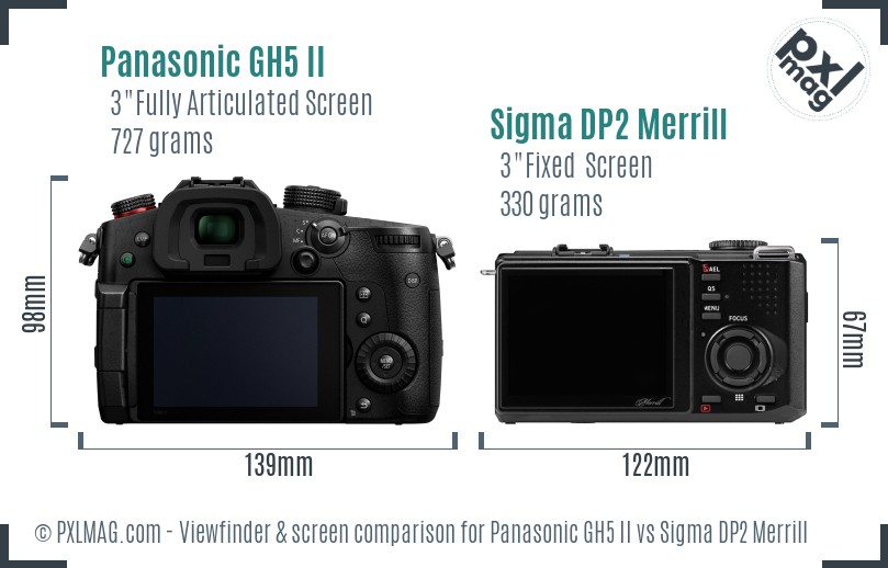 Panasonic GH5 II vs Sigma DP2 Merrill Screen and Viewfinder comparison