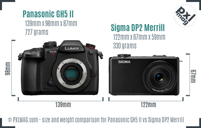 Panasonic GH5 II vs Sigma DP2 Merrill size comparison Panasonic GH5 II vs Sigma DP2 Merrill size comparison