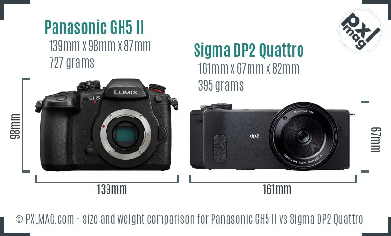 Panasonic GH5 II vs Sigma DP2 Quattro size comparison