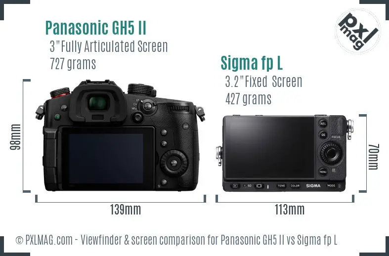 Panasonic GH5 II vs Sigma fp L Screen and Viewfinder comparison