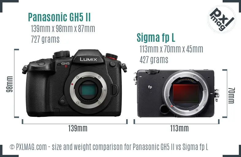 Panasonic GH5 II vs Sigma fp L size comparison