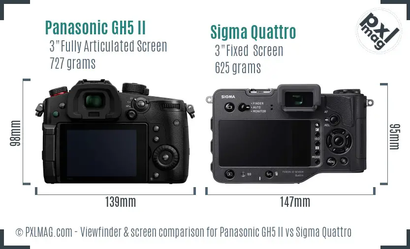 Panasonic GH5 II vs Sigma Quattro Screen and Viewfinder comparison Panasonic GH5 II vs Sigma Quattro Screen and Viewfinder comparison