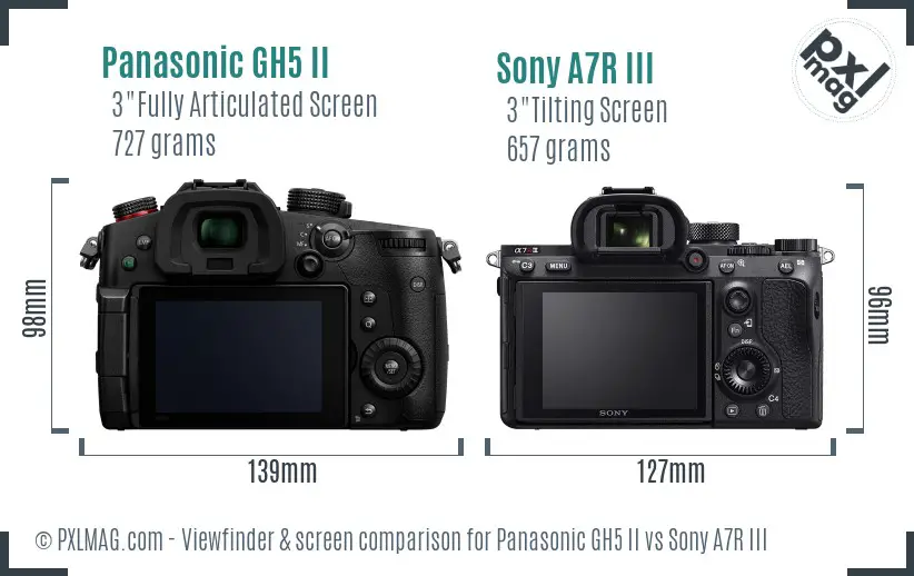 Panasonic GH5 II vs Sony A7R III Screen and Viewfinder comparison Panasonic GH5 II vs Sony A7R III Screen and Viewfinder comparison