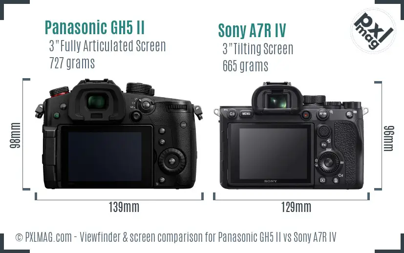 Panasonic GH5 II vs Sony A7R IV Screen and Viewfinder comparison