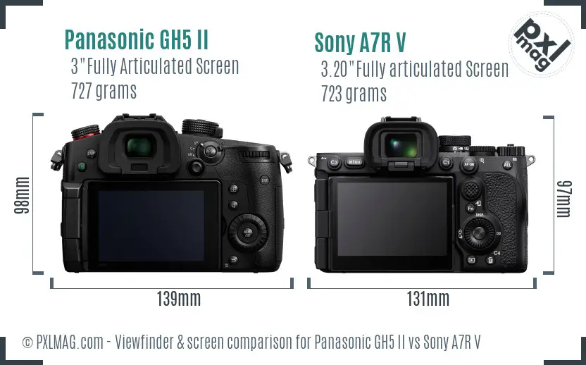 Panasonic GH5 II vs Sony A7R V Screen and Viewfinder comparison