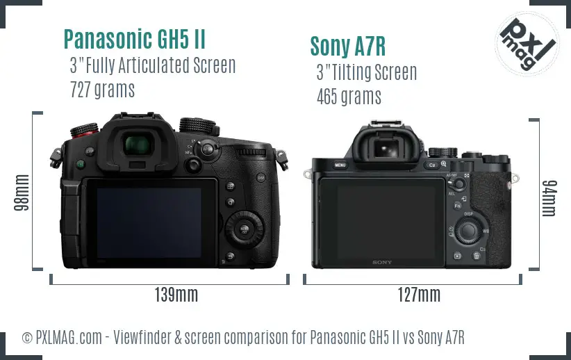 Panasonic GH5 II vs Sony A7R Screen and Viewfinder comparison