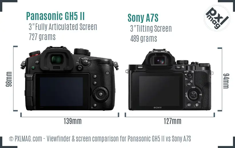 Panasonic GH5 II vs Sony A7S Screen and Viewfinder comparison
