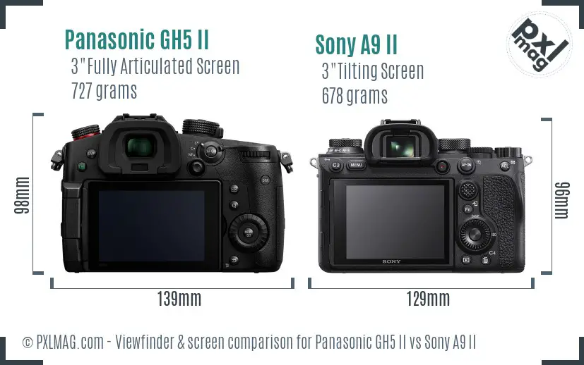 Panasonic GH5 II vs Sony A9 II Screen and Viewfinder comparison