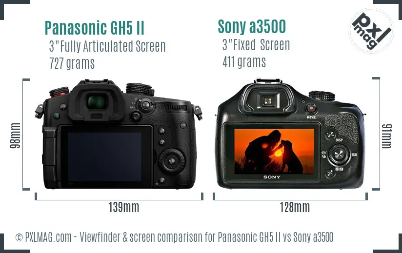 Panasonic GH5 II vs Sony a3500 Screen and Viewfinder comparison