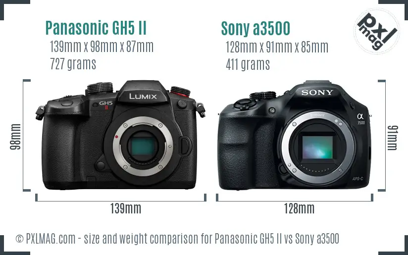 Panasonic GH5 II vs Sony a3500 size comparison