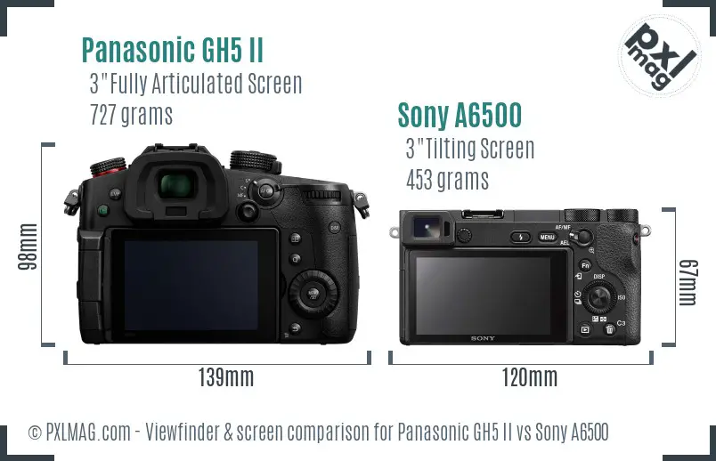 Panasonic GH5 II vs Sony A6500 Screen and Viewfinder comparison Panasonic GH5 II vs Sony A6500 Screen and Viewfinder comparison