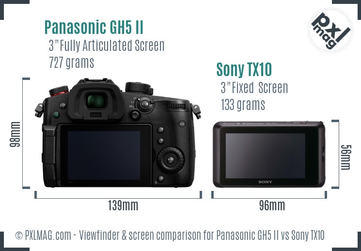 Panasonic GH5 II vs Sony TX10 Screen and Viewfinder comparison