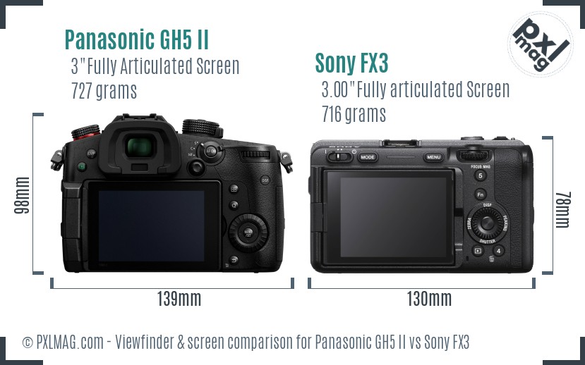 Panasonic GH5 II vs Sony FX3 Screen and Viewfinder comparison