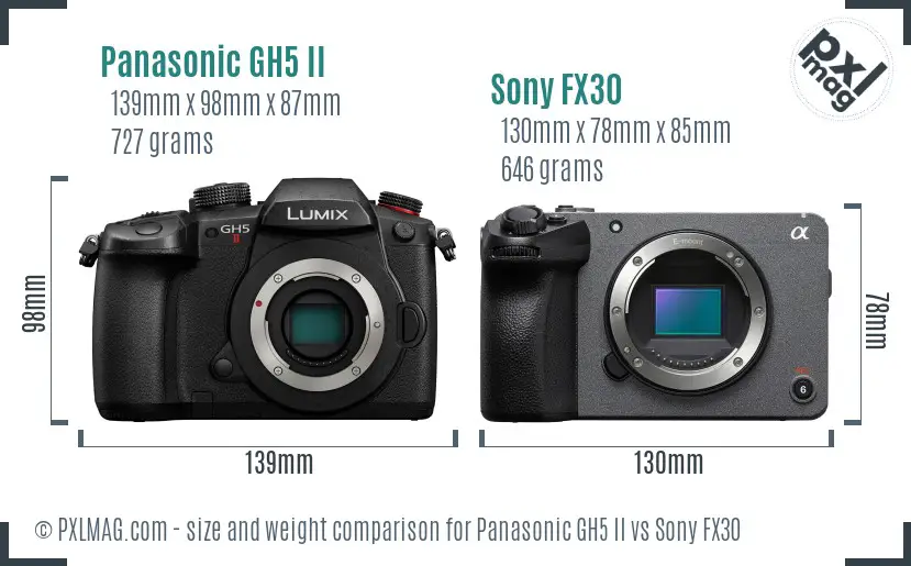Panasonic GH5 II vs Sony FX30 size comparison Panasonic GH5 II vs Sony FX30 size comparison