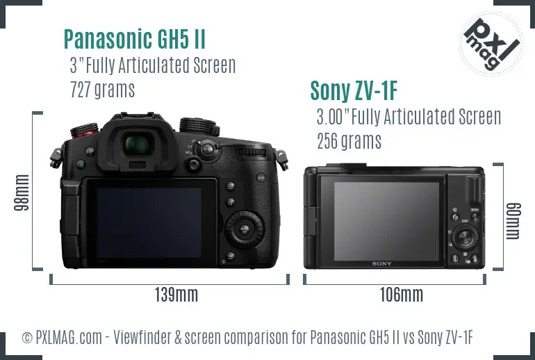 Panasonic GH5 II vs Sony ZV-1F Screen and Viewfinder comparison Panasonic GH5 II vs Sony ZV-1F Screen and Viewfinder comparison
