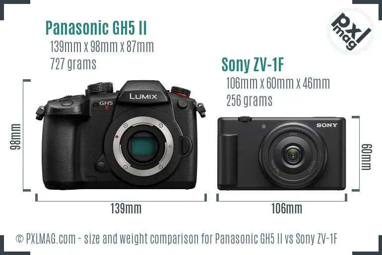 Panasonic GH5 II vs Sony ZV-1F size comparison Panasonic GH5 II vs Sony ZV-1F size comparison
