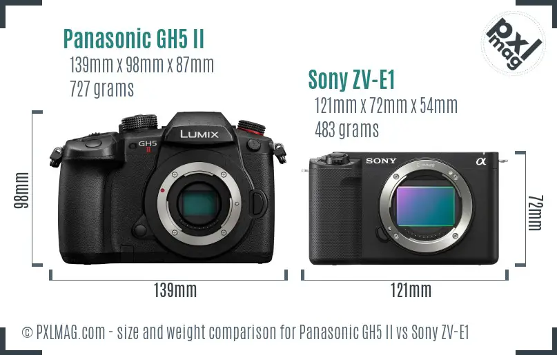 Panasonic GH5 II vs Sony ZV-E1 size comparison Panasonic GH5 II vs Sony ZV-E1 size comparison