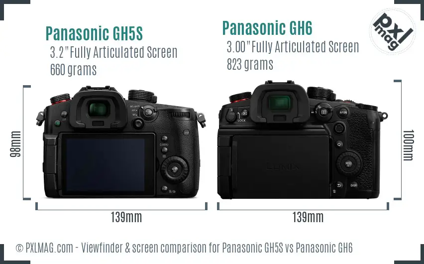 Panasonic GH5S vs Panasonic GH6 Screen and Viewfinder comparison
