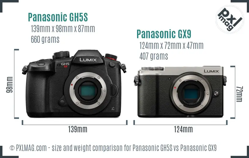 Panasonic GH5S vs Panasonic GX9 size comparison
