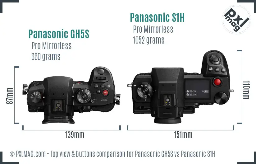 Panasonic GH5S vs Panasonic S1H top view buttons comparison