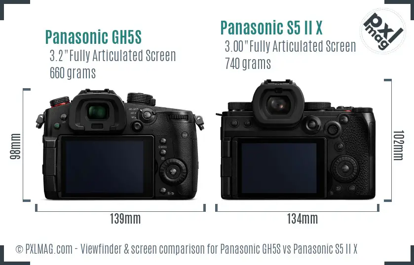 Panasonic GH5S vs Panasonic S5 II X Screen and Viewfinder comparison