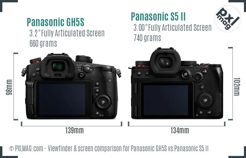 Panasonic GH5S vs Panasonic S5 II Screen and Viewfinder comparison