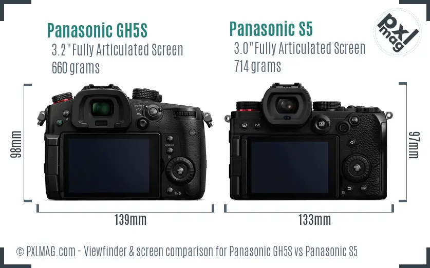 Panasonic GH5S vs Panasonic S5 Screen and Viewfinder comparison