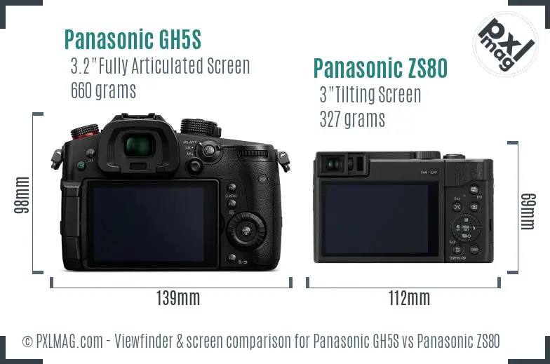Panasonic GH5S vs Panasonic ZS80 Screen and Viewfinder comparison