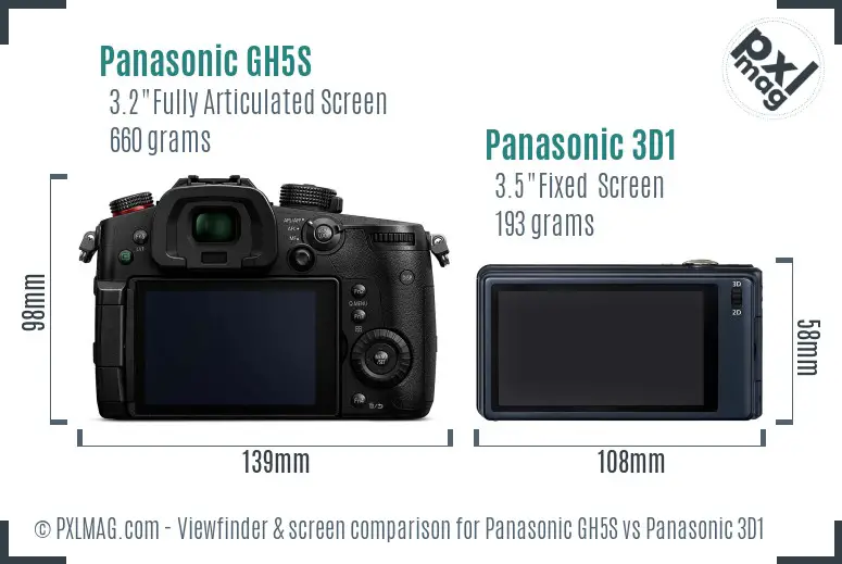 Panasonic GH5S vs Panasonic 3D1 Screen and Viewfinder comparison