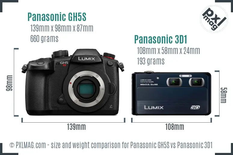 Panasonic GH5S vs Panasonic 3D1 size comparison